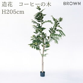 観葉植物 造花 コーヒーの木 BROWN 全高約205cm 大型 フェイクグリーン 高級 本物そっくり リアル おしゃれ インテリア 人工観葉植物 アーティフィシャルグリーン カフェ オフィス 店舗 ホテル 開店祝い 室内 リビング 玄関 風水 コーヒーノキ