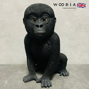 赤ちゃん黒ゴリラ グッズ 高さ22cm woobia ウービア 大きい 置物 大型 面白い おしゃれ ガーデン インテリア トイレ オブジェ 可愛い プレゼント 北欧 玄関 雑貨 動物 モダン 庭 ギフト 屋外 家