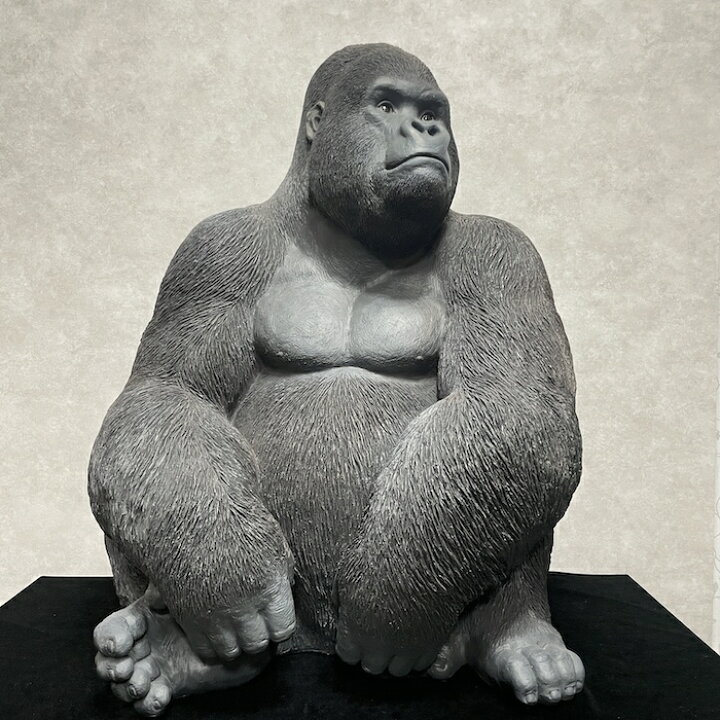 楽天市場】置物 お座り特大黒ゴリラ グッズ 高さ76cm 巨大オブジェ 