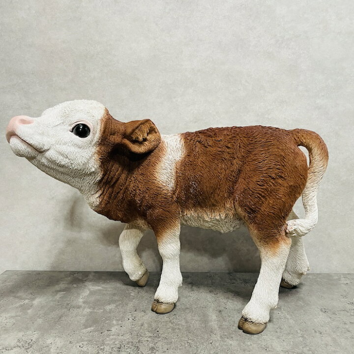 楽天市場】置物 見上げる子牛 横幅58.5cm woobia ウービア 大きい 