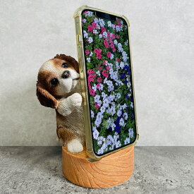 スマホスタンド キャバリア woobia ウービア 犬 イヌ いぬ 卓上 アニマル スマホホルダー おしゃれ プレゼント ギフト 贈り物 置物 可愛い リアル アニマルオブジェ インテリア かわいい 動物 ガーデンオーナメント 玄関先 庭 雑貨 写真立て