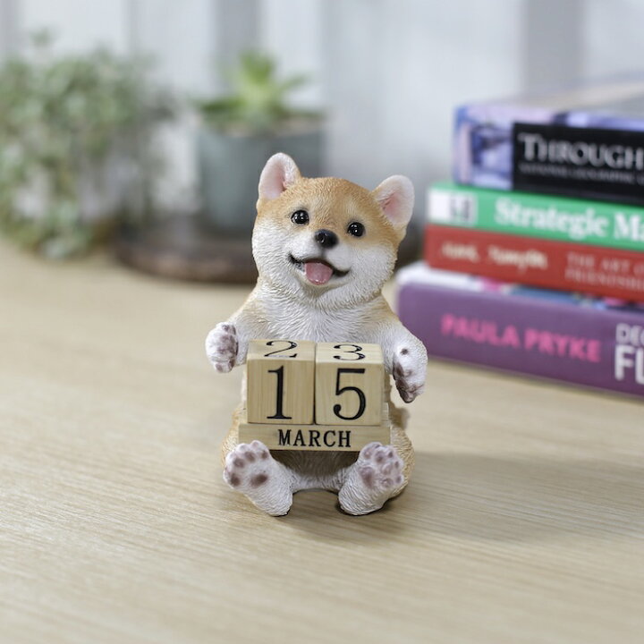 楽天市場】かわいい 犬 置物 高さ11cm 柴犬の卓上日付カレンダー 