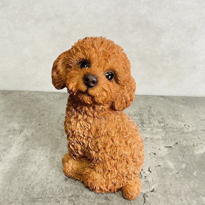 楽天市場】かわいい 犬 置物 振り返るトイプードル ブラウン 小 woobia 
