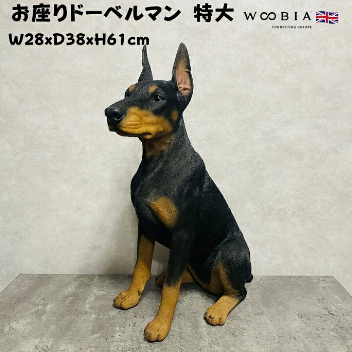 楽天市場】犬 置物 大きい お座りドーベルマン 特大 グッズ 高さ約61cm 