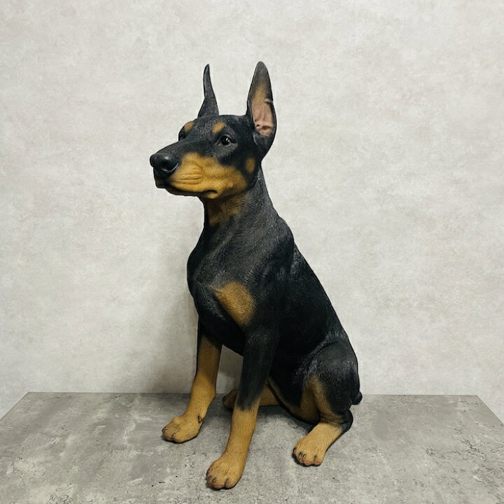 楽天市場】犬 置物 大きい お座りドーベルマン 特大 グッズ 高さ約61cm 