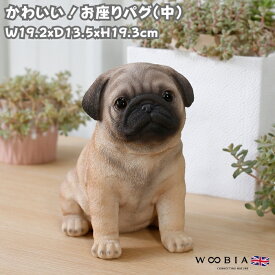 かわいい 犬 置物 高さ19.3cm お座り パグ woobia ウービア イヌ おしゃれ ガーデン インテリア トイレ オブジェ 可愛い プレゼント 北欧 玄関 雑貨 動物 モダン 面白い 庭 ギフト 屋外 家 リアル 玄関先 卓上 ガーデンオーナメント ガーデニング
