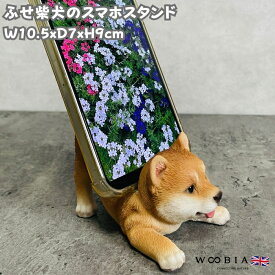 スマホスタンド 寝そべる柴犬 グッズ woobia ウービア 犬 イヌ いぬ 卓上 アニマル スマホホルダー おしゃれ プレゼント ギフト 贈り物 置物 可愛い リアル アニマルオブジェ インテリア かわいい 動物 ガーデンオーナメント 玄関先 庭 雑貨 写真立て