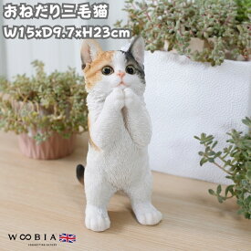 置物 おねだり三毛猫 ネコ 高さ23cm woobia ウービア 大きい かわいい おしゃれ ガーデン インテリア オブジェ 可愛い プレゼント 北欧 玄関 雑貨 動物 モダン 面白い 庭 ギフト 屋外 家 リアル 玄関先 ガーデンオーナメント