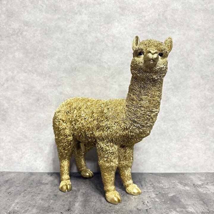 楽天市場】置物 アルパカ ゴールド 大 金色 縁起物 高さ40cm woobia 