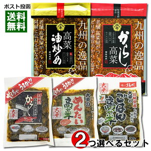 菊池食品 熊本県産阿蘇高菜使用 高菜油炒め&からし高菜から1つ&大平食品 長崎県産高菜使用 からし高菜&めんたい高菜&ごはん高菜 から1つ選べるお試しセット【メール便送料無料】