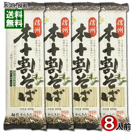 信州本十割そば 乾麺 200g×4袋まとめ買いセット（計8人前） 柄木田製粉 食塩不使用【メール便送料無料】