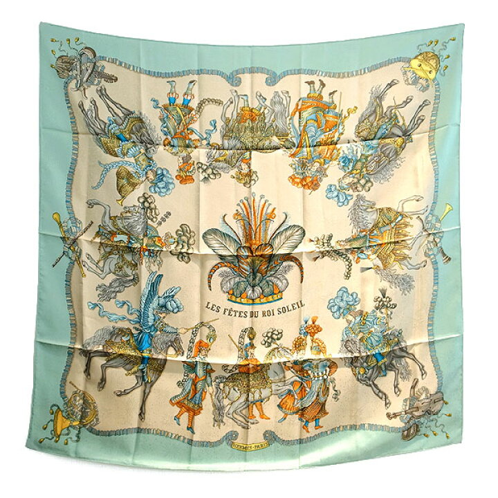 楽天市場】【緑屋質屋】エルメス カレ90(スカーフ) LES FETES DU ROI  