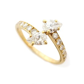 【緑屋質屋】カルティエ ダイヤモンド リング ペアシェイプ・ラウンドダイヤ K18YG【中古】