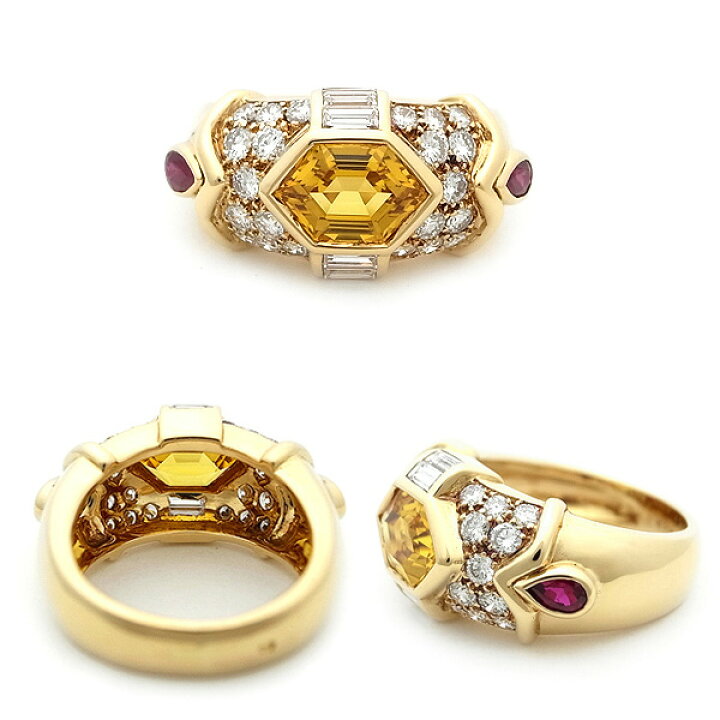 楽天市場】【緑屋質屋】エルメス イエローサファイア リング ダイヤ  