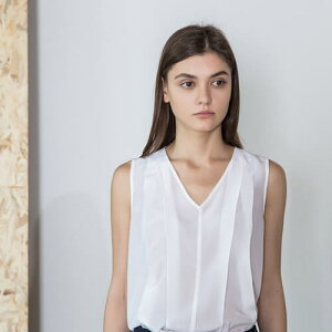 X[c[dumont] 100% Silk Pleats Sleeveless Top White #DMBL06 WHjtH[fUCi[uh a.montHXEzeET[rXjtH[ijڋqE~[ERbNR[gEGvȂ