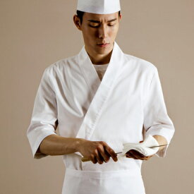 クラシックな雰囲気の和食シェフコート☆Jangjun sushi chef coat (White) #AJ1793☆ユニフォームデザイナー専門ブランド a.mont☆飲食店・ホテル・サービスユニフォーム（制服）接客・厨房・コックコート・エプロンなどの専門店です♪ ☆a-montジャケット