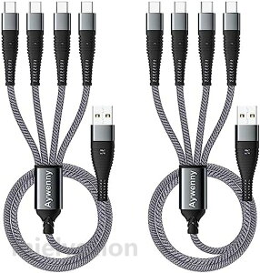 �y2�{�Z�b�g�z 4in1 USB �}���[�d�P�[�u�� 4��ނ̃C���^�[�t�F�[�XTypeC*4 ������ 4��̐ݔ��̓����[�d���T�|�[�g ���ϋv ���@�\�[�d�P�[�u�� iPhone15 Switch Huawei Google Pixel Nexus 5 X 6 P Samsung S 8+ note 