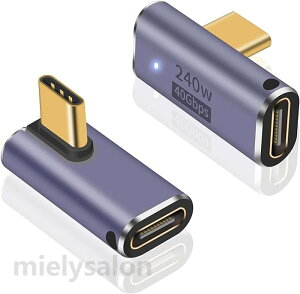 USB C L�� �A�_�v�^ 240W �}���[�d & 40Gbps �����f�[�^�]�� & 8K@60Hz �r�f�I�o�� USB C L���R�l�N�^ ���� USB Type C L�^ �ϊ��A�_�v�^ LED���C�g�t�� �Ή� Thunderbolt 4 3 MacBook Pro Air 2�� ��������