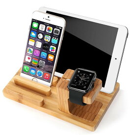 【送料無料】Mies’ 木製 多目的スタンド スマートフォン タブレット 携帯 スタンド 卓上 スタンド Apple watch充電スタンド iPhone iPad スタンド ホルダー デスク 時計置き