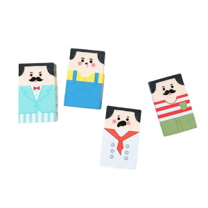 【送料無料】Mies' かわいいおじさんデザイン消しゴム 4個セット ビジネスマン&労働者テーマ 30mm x 50mm 柔らかな質感 文房具 文具 よく消える プレゼント けしごむ 可愛い文房具