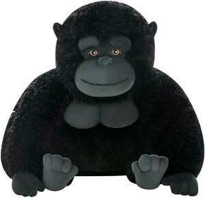 ぬいぐるみ ゴリラ リアル 抱き枕 ふわふわ かわいい クッション 大きい 動物 ソフト おもちゃ 柔らかい 肌触り良い 男の子 可愛い 癒し おもちゃ ブラック 添い寝 洗える 27cm ギフト 子