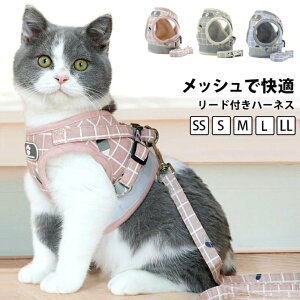猫 ハーネス 大型猫用ハーネス リードセット 大型猫 猫ハーネス かわいい おしゃれ 簡単装着 抜けない 軽い 猫用 キャットハーネス リード リード付き 犬 小型犬 超小型犬 胴輪 首輪 ダブル