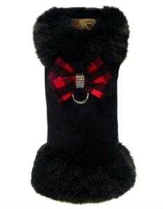 Susan Lanci/X[UV[Red Gingham Nouveau Bow Black Fox Fur CoatptFCNt@[R[g