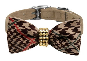 Susan LanciX[UV[Giltmore Chocolate Glen Houndstooth Bow Tie 1/2" CollarpXtXLt