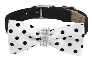 Susan LanciX[UV[Giltmore Black & White Polka Dot Bow Tie 1/2" CollarpXtXLt