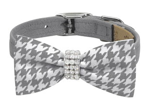 Susan LanciX[UV[Giltmore Platinum Houndstooth Bow Tie 1/2" CollarpXtXLt