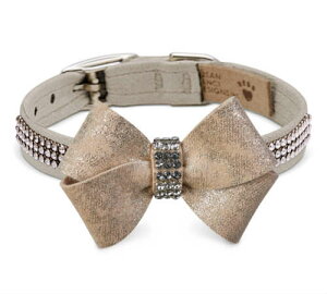 Susan LanciX[UV[Champagne Glitzerati Nouveau Bow 3 Row Giltmore CollarpXtXLt