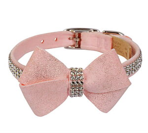 Susan LanciX[UV[Puppy Pink Glitzerati Nouveau Bow 3 Row Giltmore CollarpXtXLt