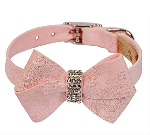 Susan LanciX[UV[Puppy Pink Glitzerati Nouveau Bow CollarpXtXLt