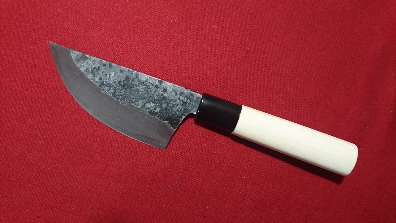 猟師さんの包丁 95ｍｍ 青紙スーパー 両刃 いのしし 狩猟ナイフ 解体 特殊包丁 猪 皮剥ぎ カワハギ