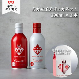 【ミガキイチゴ・カネット 赤白セット】 国産 缶ワイン 290ml 2本セット いちご スパークリングワインギフト 誕生日 内祝 結婚 記念日 お祝 贈り物 ご挨拶 外飲み パーティー キャンプ いちご お酒　敬老の日