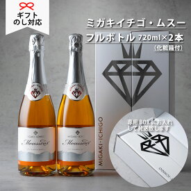ギフトに！【ミガキイチゴ・ムスー（化粧箱入り）2本セット】いちご100%スパークリングワイン 720ml × 2本