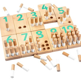 モンテッソーリ おもちゃ 知育玩具 ナンバー ブロック 収納袋 木製 円柱棒 数字遊び ボード セット 教材 創造力 キッズ 数学 勉強 想像力 学習