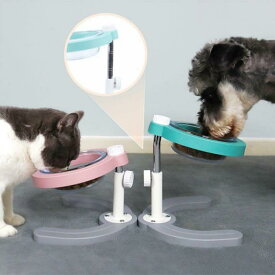 猫 食器 犬 フードボウル 犬 食器 傾斜フードボウル 高さ18～20cm調整可能 スタンド ガラスボウル 器台