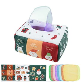 ティッシュボックスのおもちゃ - 感覚ティッシュ ボックス赤ちゃんのおもちゃ,魔法のスカーフ ティッシュボックスのおもちゃ クリンクルペーパー3枚とシルクスカーフ8枚付き 未就学児の早期学習用