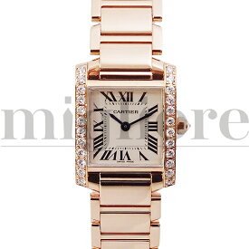 Cartier カルティエ タンクフランセーズSM W51008Q3/2384 PGコーティング アフターダイヤカスタム クォーツ レディース 腕時計【美品中古】