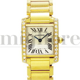 Cartier カルティエ タンクフランセーズSM W51008Q3/2384 YGコーティング アフターダイヤカスタム クォーツ レディース 腕時計【美品中古】