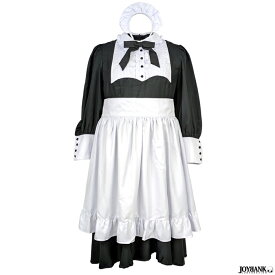 【楽天スーパーSALE★50％OFF】　メイド服　ロングタイプ　大きいサイズ　3L/5L　モノトーンカラーハウスメイド　[8mm]　ブラック　黒　ハロウィン　コスプレ衣装　かわいい　04000385