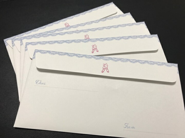 楽天市場 封筒 バレエ トウシューズ柄 お礼 手紙 ご祝儀袋 5枚セット お金 お札 や写真が入るサイズ 可愛いバレエ柄の封筒です ミニヨン限定 トゥシューズ レターセット 対象 バレエ専門店ミニヨン