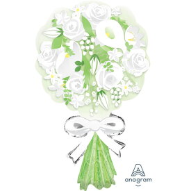 バルーン 風船 白い花束ブーケ　アメリカ製（大きいサイズ）結婚式 バレエ ピアノ 発表会 プレゼント サプライズ お祝い パーティ　発表会の花輪代わりに