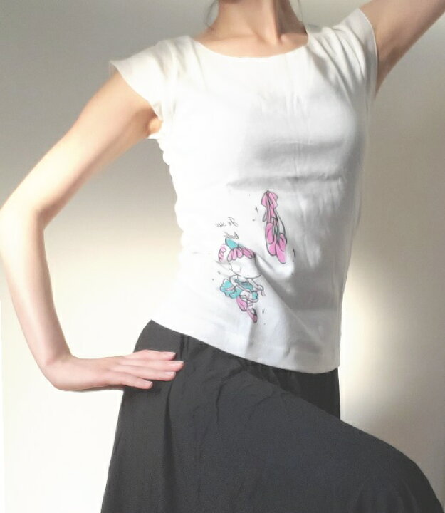 楽天市場 バレエ Tシャツ 可愛い バレリーナのtシャツ 大人 トップス 半袖 フレンチスリーブ バレエ用品 バレエトップス レッスン 着 大人バレエ ミニヨン バレエ専門店ミニヨン