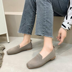 【短納期】レディース メッシュパンプス ニットパンプス ローヒール ぺたんこ バブーシュタイプのフラットパンプス オールシーズン バレエシューズ パンプス メッシュパンプス 編みサンダル 編みこみ　フラットサンダル靴 歩きやすい美脚靴シューズ　カップルスリッパ