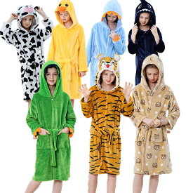ナイトガウン着ぐるみ 子供 動物衣装 連体服 子供 カバーオール キッズ もこもこ バスローブ キッズ 部屋着 ルームウェア ガウン 着る毛布 パジャマ アウター フード付き 前開き ナイトウェア 女の子男の子ハロウィン仮装コスチューム動物 着る毛布ワンピース寝巻き