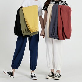 パンツ リネンパンツ 綿パンツ レディース パンツ レディース リネンパンツ 9分丈 綿パンツ ロングパンツ 無地 おしゃれ ロング丈 着回し ゆったり 体型カバー カジュアル 可愛い大きいサイズ リネン ウエストゴム コットン シンプル