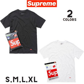 シュプリーム × ヘインズ Supreme × Hanes コラボ 3 PACK TAGLESS TEES 3枚セット トップス カットソー クルーネック 半袖 Tシャツ インナー 無地 ロゴ メンズ 男性用