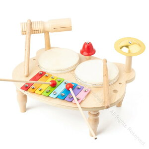 太鼓と鉦付き赤ちゃんの手拍子ドラム音楽知育玩具子供用ドラムセット木製打楽器楽器玩具幼児用赤ちゃん楽器木製木琴打楽器幼児教育用音楽玩具簡易包装